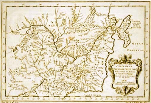 Восточная Татария. Карта Д`Анвиля, общий вид. 1737 г.